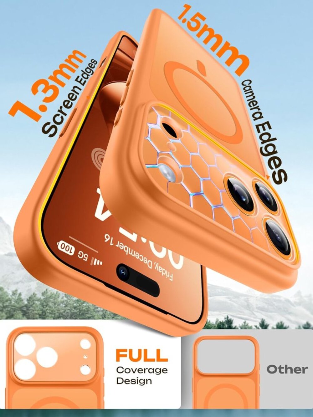 TOCOL for iPhone 17 Pro Max Case Orange Protective Camera Cover Slim Fit - Picture 8 of 8